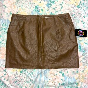 Bar III Brown Faux Leather Skirt